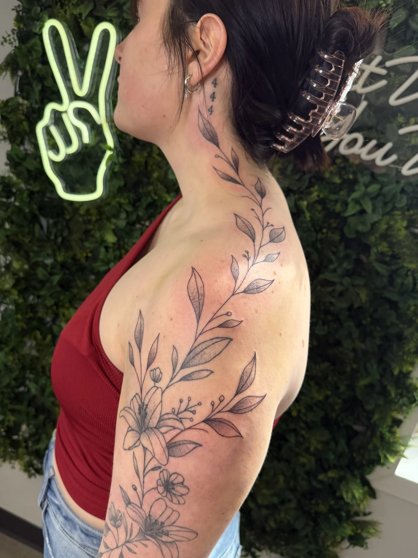 Botanical shoulder tattoo